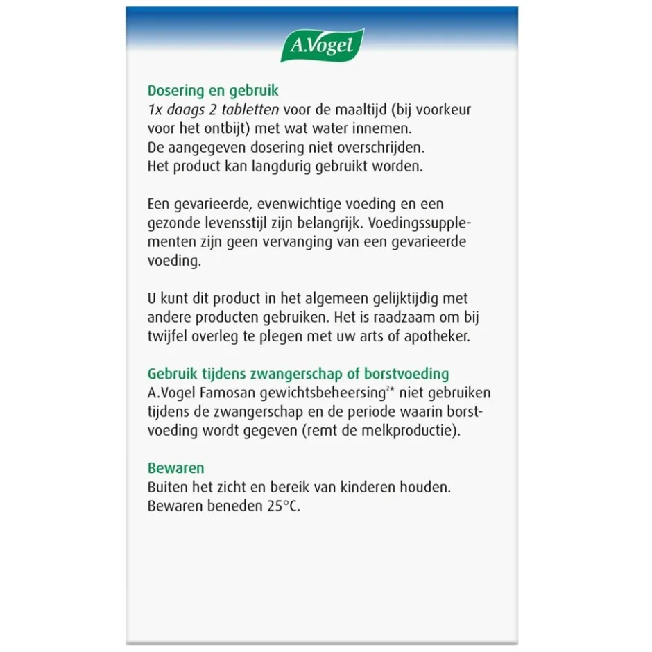 Hot A.Vogel Overgang Famosan Gewichtsbeheersing2* Tabletten