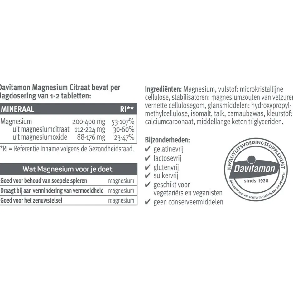 New Davitamon Magnesiumcitraat + Magnesiumoxide Tabletten