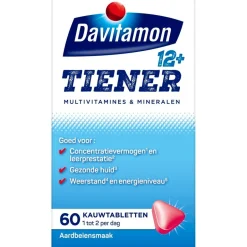 Online Davitamon Tiener 12+ Multivitamines & Mineralen Aardbei Kauwtabletten