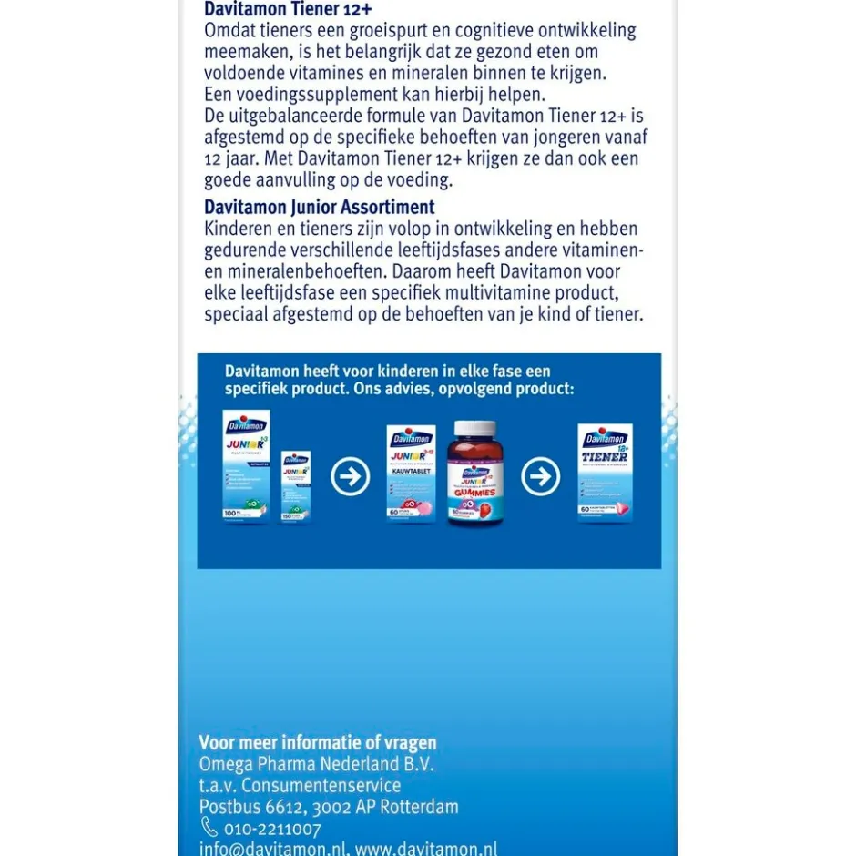 Online Davitamon Tiener 12+ Multivitamines & Mineralen Aardbei Kauwtabletten