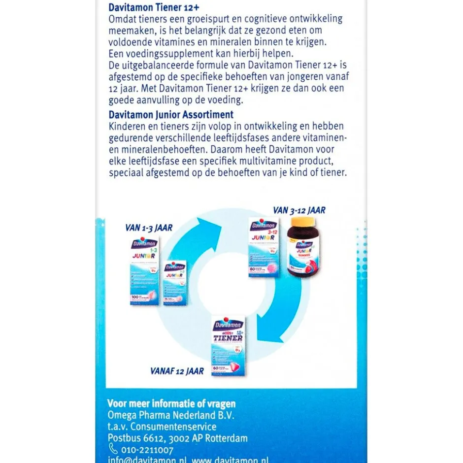 Online Davitamon Tiener 12+ Multivitamines & Mineralen Aardbei Kauwtabletten