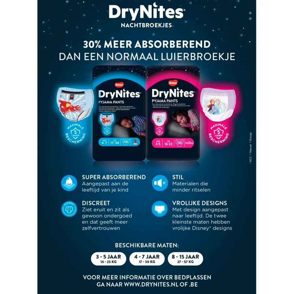 Drynites Girls 4-7 Jaar Nachtbroekjes