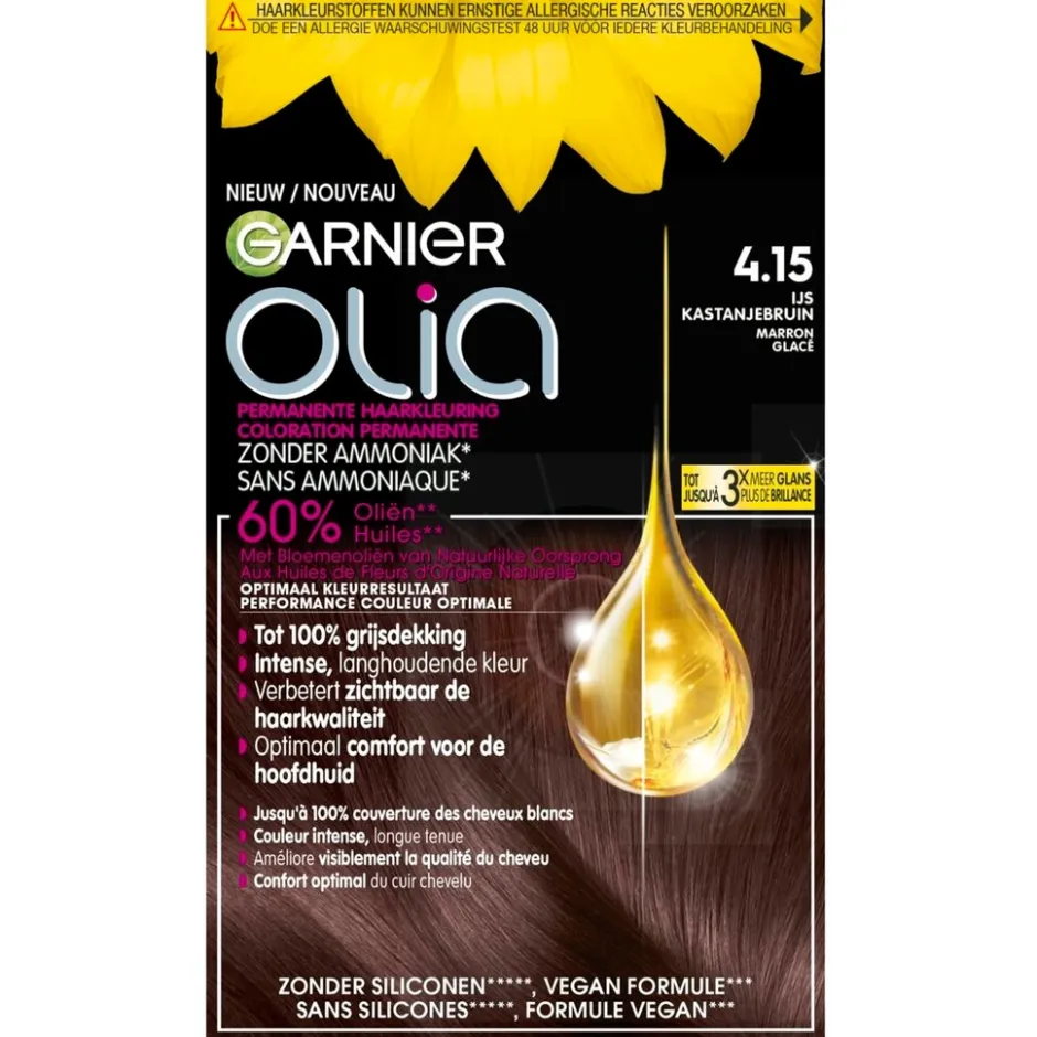 Discount Olia Garnier 4.15 IJs Kastanje Middenbruin Permanente Haarkleuring