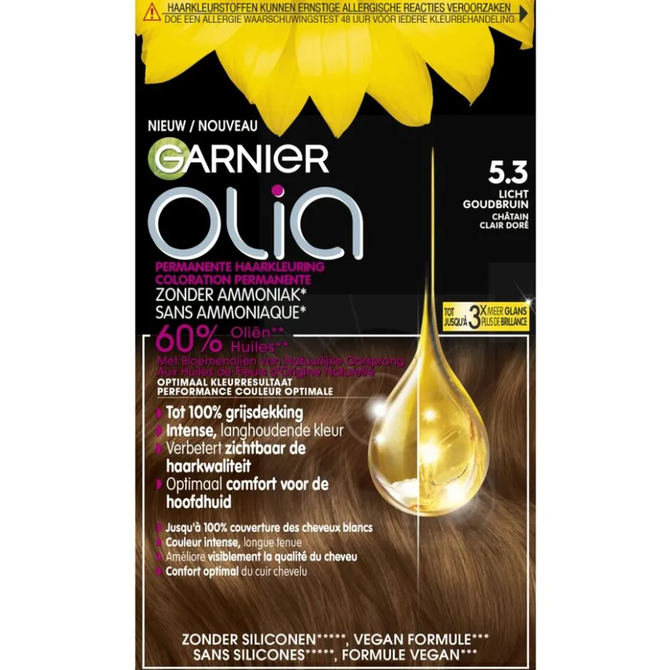 Outlet Olia Garnier 5.3 Licht Goudbruin Permanente Haarkleuring