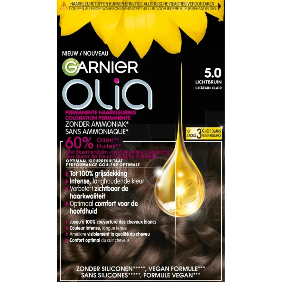 Discount Olia Garnier 5.0 Lichtbruin Permanente Haarkleuring