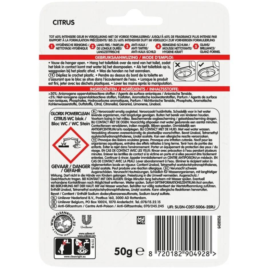Outlet Glorix PowerClean Citrus Toiletblok