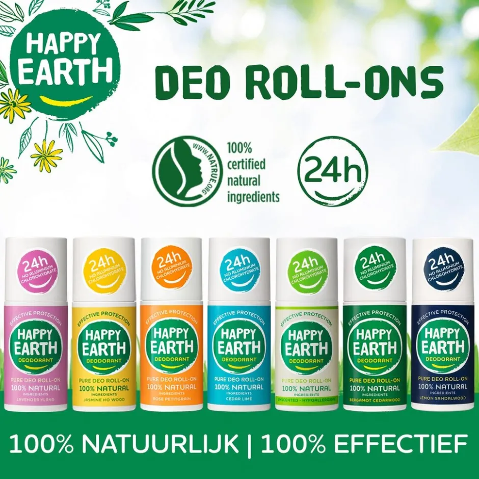 Happy Earth Bergamot Cedarwood Deodorant Roller