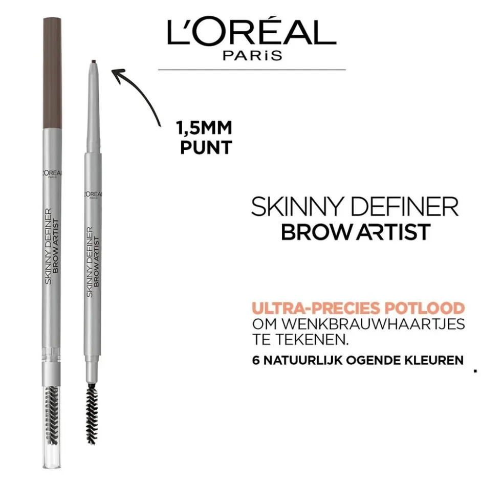New L'Oreal L'Oréal Paris Brow Artist Skinny Definer 105 Brunette Ultradun Wenkbrauwpotlood