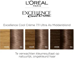 Hot Excellence L'Oréal Paris Cool Crème 7.11 Ultra As Middenblond Permanente Haarkleuring