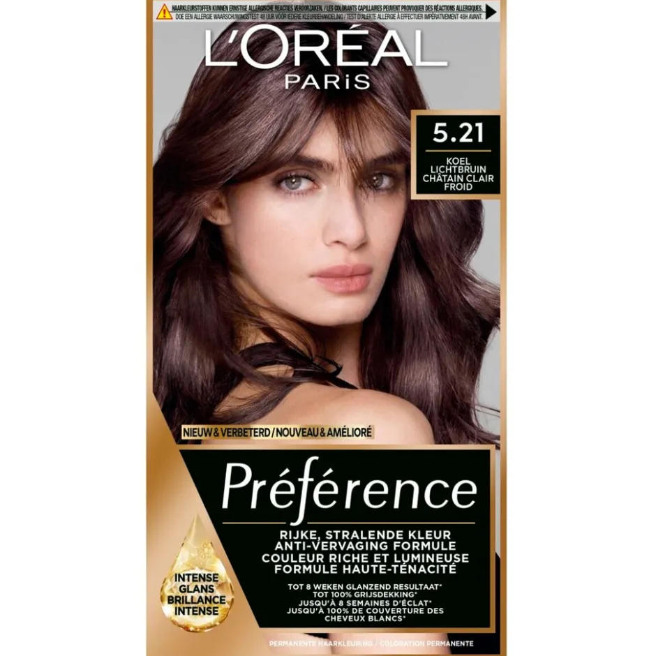 Online Preference L'Oréal Paris Préférence 5.21 Koel Lichtbruin Permanente Haarkleuring