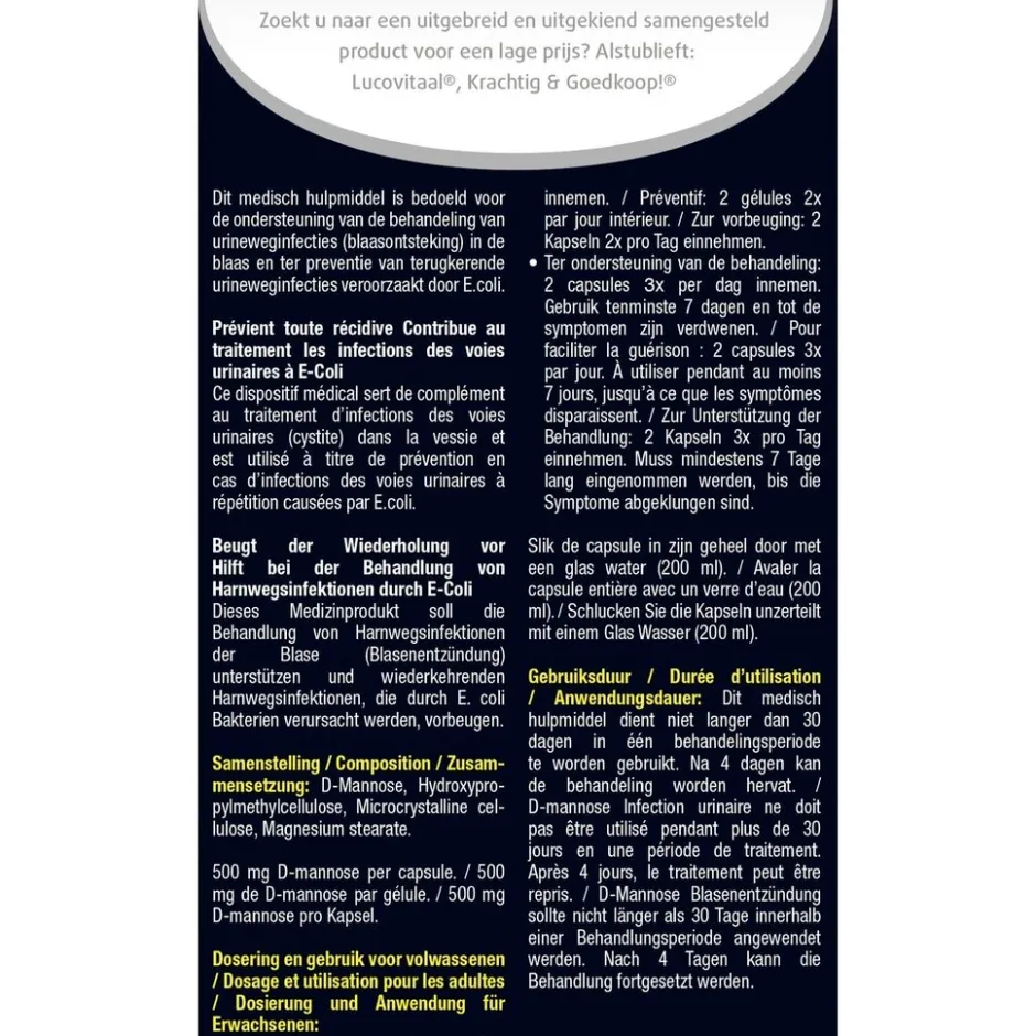 Online Lucovitaal D-Mannose Blaasontsteking Capsules