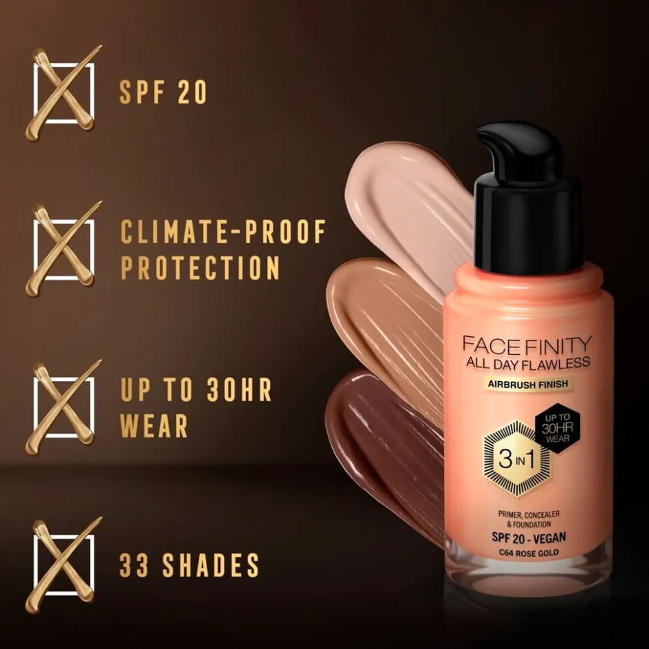 Max Factor Facefinity All Day Flawless C64 Rose Gold Foundation