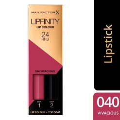 Max Factor Lipfinity Lip Colour 040 Vivacious 2-Step Longlasting Lipstick