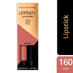 New Max Factor Lipfinity Lip Colour 160 Iced 2-Step Longlasting Lipstick