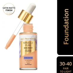 New Max Factor Miracle Pure Skin Reset 30-40 Fair to Light Serum Foundation