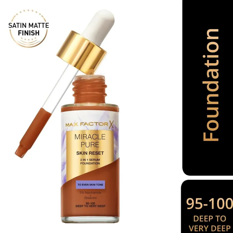 Sale Max Factor Miracle Pure Skin Reset 95-100 Deep to Very Deep 2-in-1 Serum Foundation