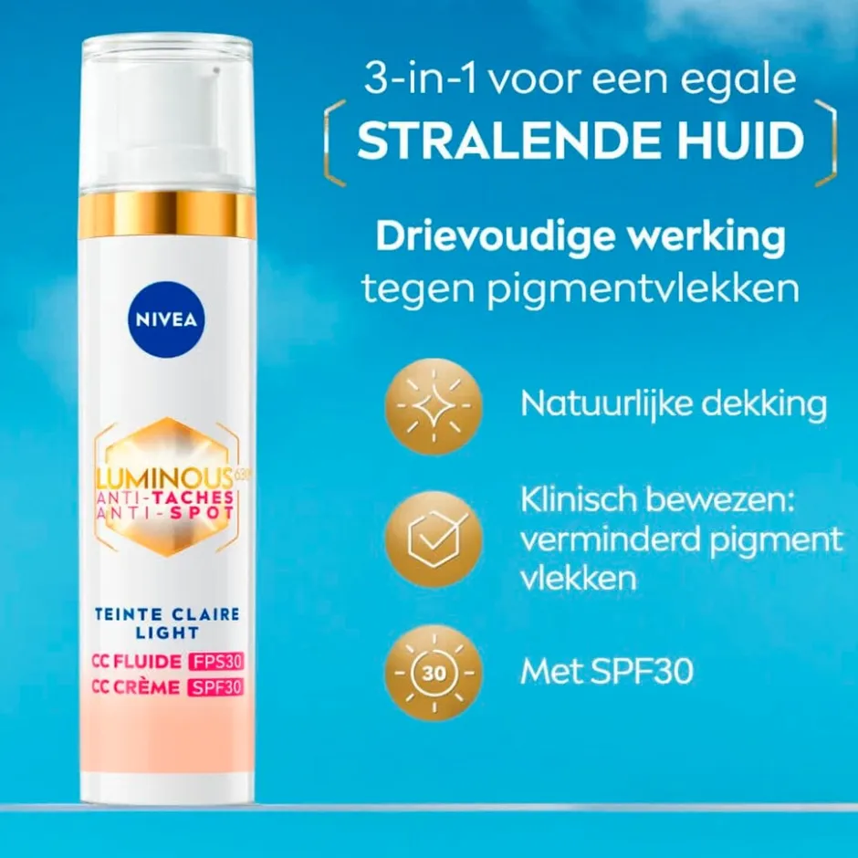 Discount Nivea Skincare NIVEA Luminous630 Anti-spot SPF30 01 Light 3-in-1 CC Crème