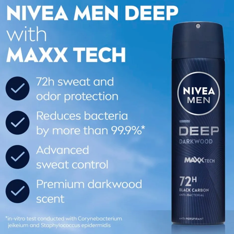 Outlet Nivea Men Deep Black Carbon Dark Wood Antitranspirant Spray