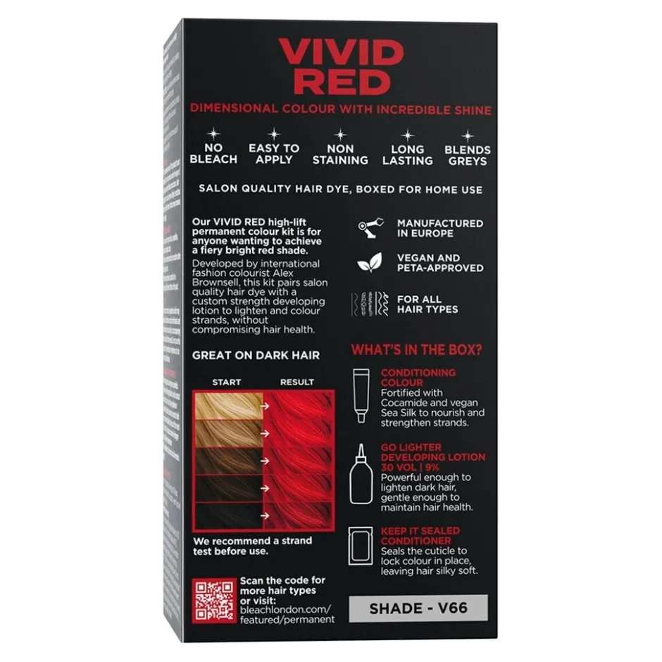 Hot BLEACH LONDON No Vivid Red Permanent Vegan Dye Kit