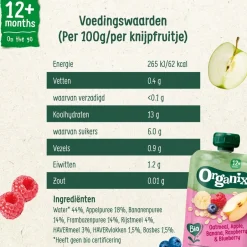Best Organix 12+M Haver, Appel, Banaan, Aardbei & Bosbes Knijpfruit