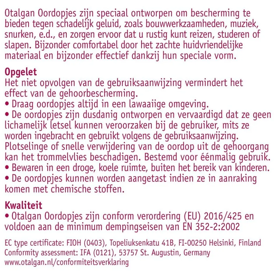 Discount Otalgan Comfort Oordopjes