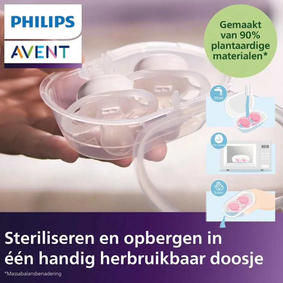 Outlet Philips Avent Soother Ultra Air 0-6M SCF376/24 Nighttime Fopspeen