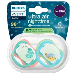 Discount Philips Avent Soother Ultra Air 6-18M SCF376/28 Nighttime Fopspeen