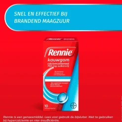 Hot Rennie Calciumcarbonaat 750mg Suikervrije Kauwgom