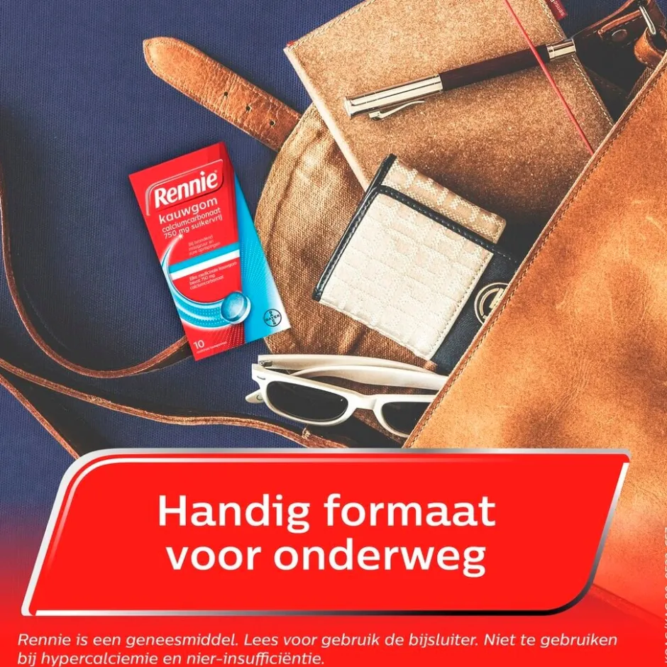 Hot Rennie Calciumcarbonaat 750mg Suikervrije Kauwgom