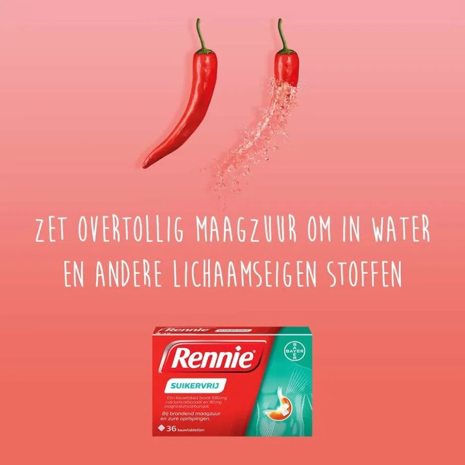 Hot Rennie Suikervrij Kauwtabletten