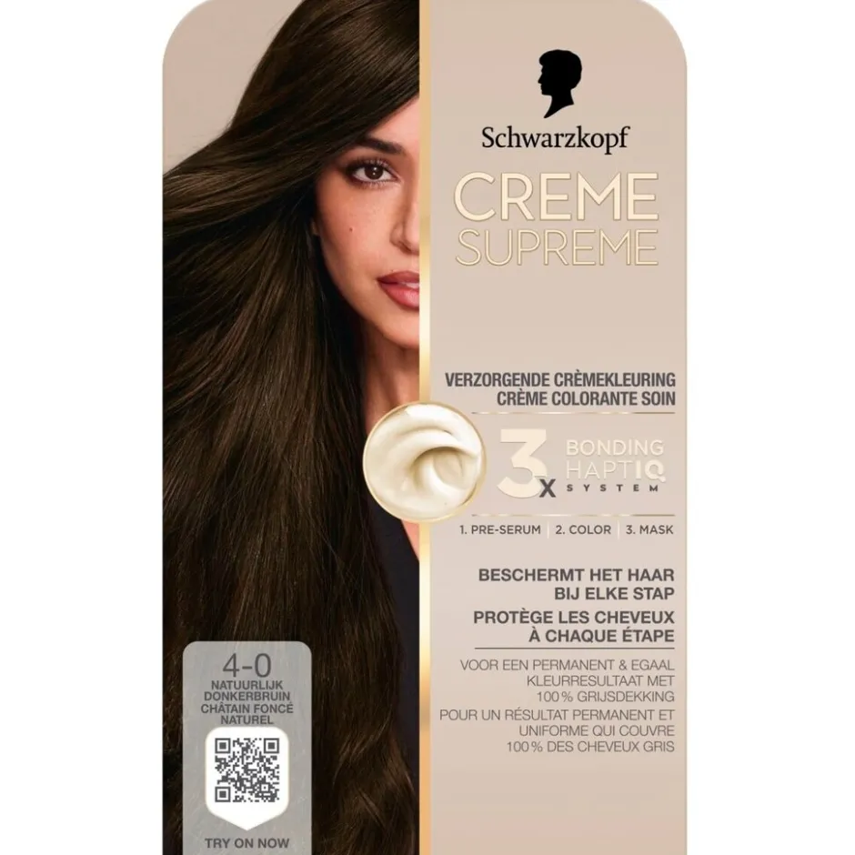 Hot Schwarzkopf creme supreme 4-0 Natuurlijk Donkerbruin Verzorgende Crèmekleuring