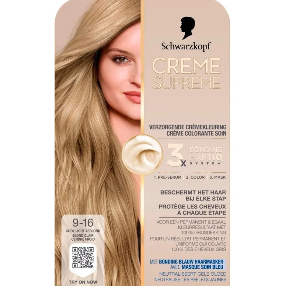 Discount Schwarzkopf creme supreme 9-16 Cool Licht Asblond Verzorgende Crèmekleuring