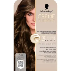 Online Schwarzkopf creme supreme 6-0 Natuurlijk Lichtbruin Verzorgende Crèmekleuring