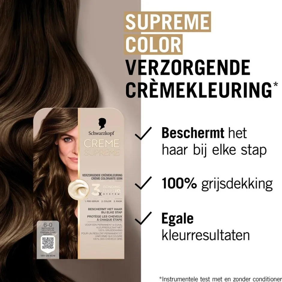 Online Schwarzkopf creme supreme 6-0 Natuurlijk Lichtbruin Verzorgende Crèmekleuring