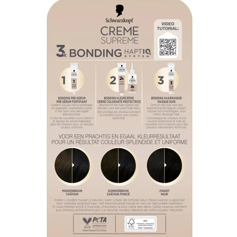 Clearance Schwarzkopf creme supreme 1-10 Natuurlijk Zwart Verzorgende Crèmekleuring