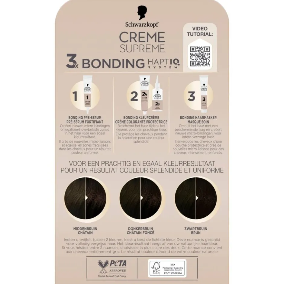 Schwarzkopf creme supreme 3-0 Natuurlijk Extra Donkerbruin Verzorgende Crèmekleuring