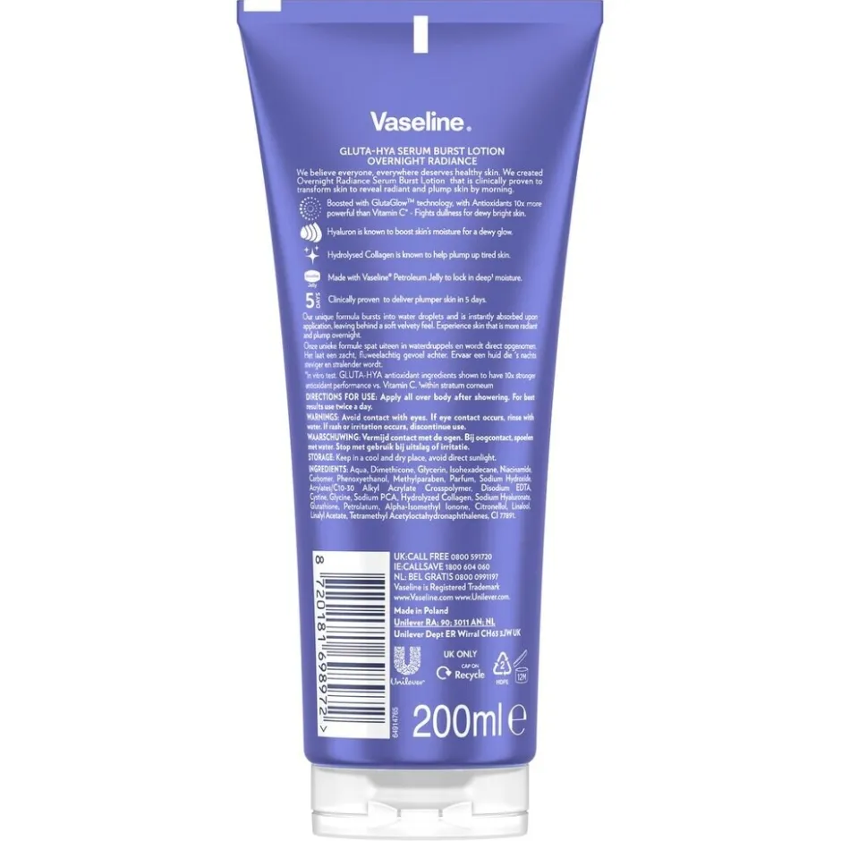 Online Vaseline Gluta-Hya Overnight Radiance Serum Burst Lotion
