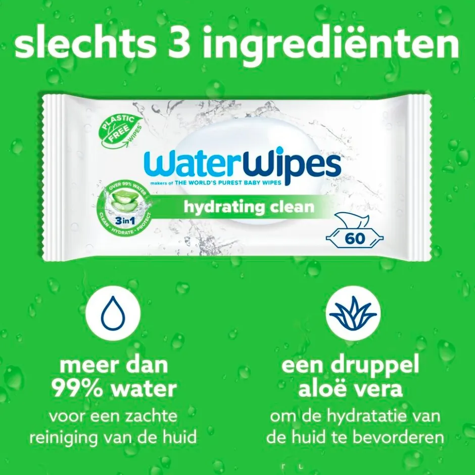 New Waterwipes Hydrating Clean Babydoekjes
